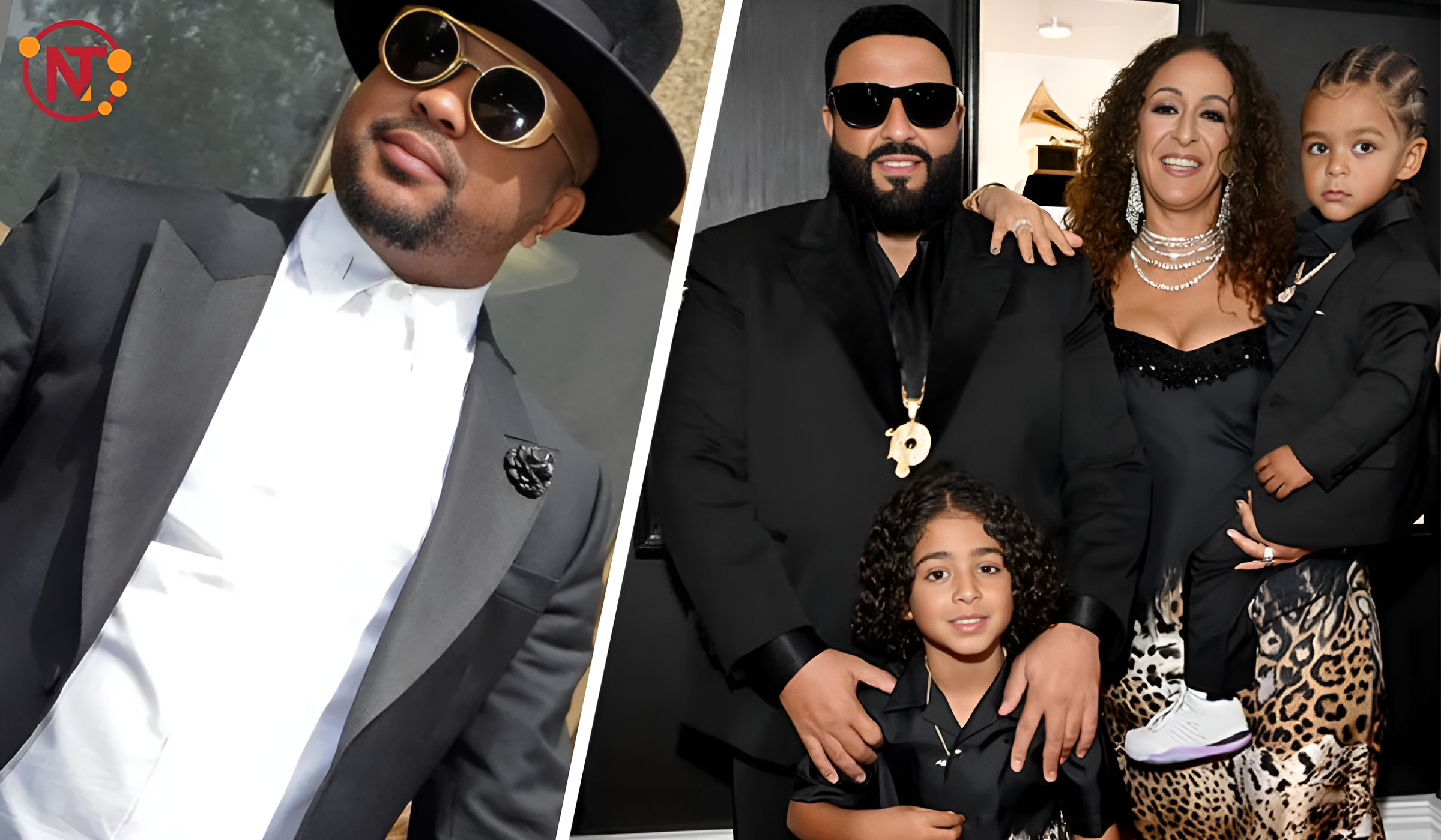 The-Dream in formal wear and a family dressed in black at a public event. - NEWS TAKER
