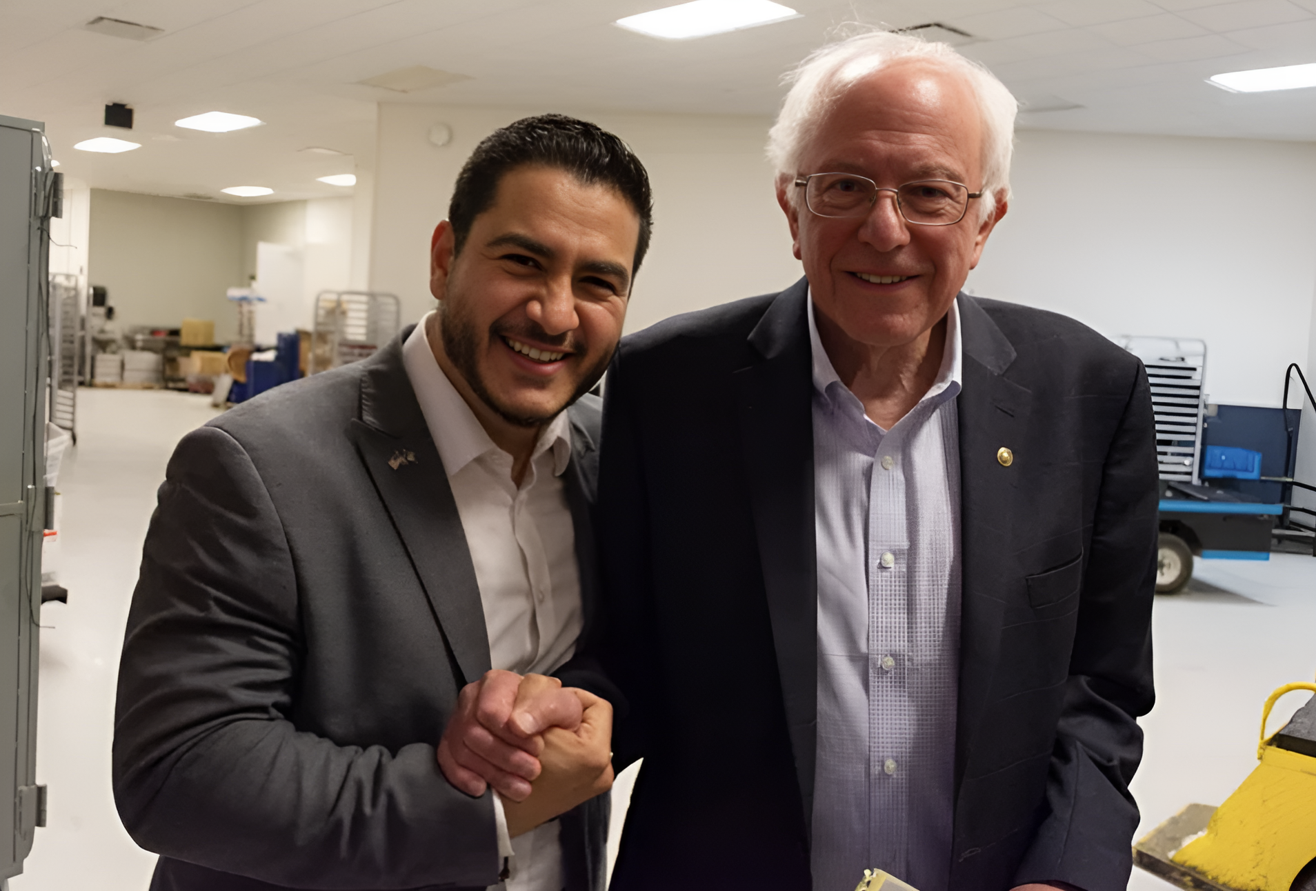 Abdul shaking hands with Senator Bernie Sanders!